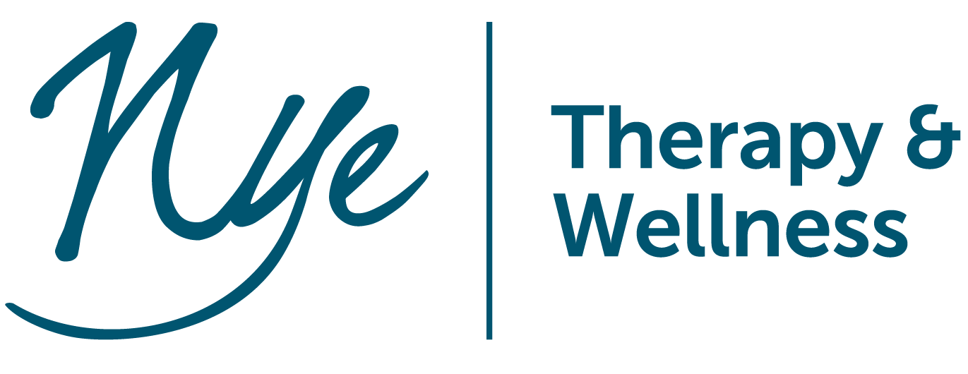 Logo for "Nye Therapy & Wellness" with "Nye" in cursive on the left and "Therapy & Wellness" in bold print on the right, separated by a vertical line.